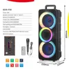 Alto-falantes 800W Dual 8 polegadas Chama Lâmpada Ao Ar Livre Áudio Karaokê Partybox RGB Bluetooth Alto-falante Colorido LED Luz com Microfone Remoto Subwoofer FM