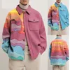 Europäische und amerikanische Herrenoberbekleidung Herbst neue modische bunte geometrische Muster Revers Button Up Jacke