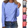 Chemisiers imprimés floraux pour femmes, col rond, longues tuniques en coton, hauts de sport, t-shirt pour femmes, tunique pour dames