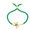 Bracelets de charme FLOLA Cuivre Zircon Libellule Pour Femmes Coloré Corde Chaîne Réglable Mode Cristal Bijoux Cadeaux Brtj19