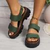 Sandalias Verano Mujer Playa Zapatos de cuero de suela gruesa para mujer Plataforma de aumento de punta abierta Damas Casual