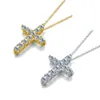 Gioielli di moda Brillante a forma di croce Collana di diamanti Moissanite Vero argento sterling 925 Vvs d Colore per le donne Miglior regalo