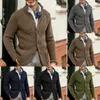 Giacche da uomo Moda Uomo Maglione lavorato a maglia Monopetto Colletto alla coreana Cappotto sottile Giacca da lavoro casual Giacca sportiva Capispalla