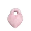 Evening Bags Y2k Girls Pink Fluffy Plush Shoulder Bag Heart Shape Women's Faux Fur Crossbody Spice Girl Artificial Hair Handbag