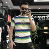 Designer of luxury T-shirt Quality letter tee short sleeve spring summer tide men and women t shirt T-shirt Rainbow stripe pattern tops tees Asian size M-4XL