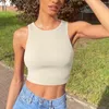 Débardeurs pour femmes Femmes Entraînement Cou Crop Top Sans Manches Racerback Gilet Côtelé Chemises