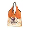 Bolsas de compras con textura de bosque, comestibles, moda, bolso de hombro, gran capacidad, portátil, gráficos de animales, bolso de arte