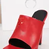 Piattaforma della pelle di polpaccio Muli Slide Slipper Sandals Sandals Sandals Sandals Summer Slifori con tacco alto tacco Woman Mule Luxury Hardware High Block Tacco di alta qualità