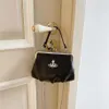 Xiaozhong Design West Dumpling Bun Chain Strap Single Shoulder Crossbody High Grade Saturn Mouth Gold Clip Bag 7889