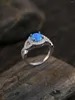 Bagues de cluster Bague pour femme en argent 925 avec opale bleue scintillante et zircon style élégant exquis pour fiançailles ou rencontres en couple