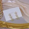 Orecchini a bottone placcati in oro reale 14k gioielli di moda fiori di cristallo lunghi lusso squisito per orecchini eleganti per feste da donna
