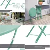 Tuinsets Sr Steel Patio Bistroset Opklapbaar tuinmeubilair 3-delig opvouwbare tafel en stoelen Aron Blue Drop Delivery Home Dhia8