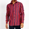 Chemises décontractées pour hommes Hommes Chemise Col de bande Robe formelle Tops à manches longues Rétro Stripe pour la mode largement applicable