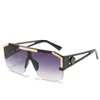 Fashion Luxury Oversized Square Sunglasses Men Women Vintage Metal Big Frame Semi-Rimless One Lens Sun Glasses 2024 new