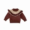 Pullover 2024 Spring New Baby Girl Long Sleeve Knitted Sweater Toddler Solid Casual Knitwear Infant Versatile Lace Pullover Kids Clothes H240508