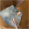 Women'S Shorts Jeans Luxury Esigner Womens Clothing American Sweetheart Denim Fashion Miniskirt Embroidered Letters Trousers Drop De Dh4Fi