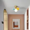 Modern LED Ceiling Light Fixture for Children's Room and Aisle, Bedroom Lighting Iron Sheet Glass Ball Color Chandelier