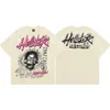 Hellstar Printing Europa e Estados Unidos Tide T-shirt de manga curta Summer Street Do Old Washed Retro Masculino e Feminino Solto Casual Meia Manga