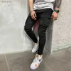 Män jeans herrar stretchy mager rippade jeans män smal fit denim hög kvalitet jean mode tröjor hip hop byxor jogger penna pantsl240120