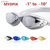 Dykningstillbehör vuxen myopia simningglasögon professionella poolglasögon anti-dimma stort synfält barn optiska vattentäta glasögon diopter yq240119