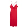 Casual Dresses Red Slip Dress Woman Sexy Backless Women Long Elegant Party For 2024 Midi Night Evening