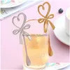 Spoons Butterfly Shaped Tea Cup Spoon Heart Shape Coffee Stirring Stainless Steel Cake Dessert Scoop Gold Milk Mixing Scoops Drop De Dhmxl