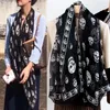 6 colores Bufanda de calavera para mujeres y hombres de buena calidad 100% PUR Satina Moda de satén Mujeres Pashmina Chales