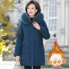 Trenchs de Femmes Manteaux de coton rembourré de coton de maman d'âge moyen hiver plus velours épaissi chaud Parkas col de fourrure longue veste femme femme