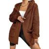 Damesjassen Losvallend damesjack Middellange pluche jas met capuchon Casual bovenkleding voor herfst Winter Loose Fit Trench