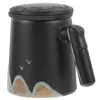 Ensembles de vaisselle Coffret cadeau Poignée en bois Tasse à thé Bureau Passoire Infuseur Tasse avec couvercle Céramique Petite eau