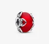 Bedels 925 Sterling Zilver Frosted Red Murano Glass Hearts Charms Fit Originele Europese Bedelarmband Mode Dames Bruiloft Eng3853123