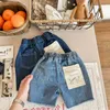 Shorts 2023 New Fashion Pocket Patch Print ldren Shorts Summer Girls Denim Shorts Baby Boys Short Jeans Kids Loose Clothes H240508