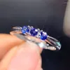 Pierścienie klastra Naturalne 3 mm Sri Lanka Sapphire S925 Srebrny Srebrny Modna Modna Biżuteria Blue Kamień