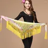 Bältesbälden Dans midjekedja Tassel Midjeband Gradient Hip Scarf Sequined Gold Coin Wild Nybörjare Triangel Bandana Indian