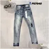 Heren jeans paars ontwerper dames denim broek gestorven gescheurde biker Jean slim fit motorfiets heren kleding maat 30-40 Drop levering kleding Dh3W8