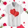 Camisas casuais masculinas Dia dos Namorados Impresso Mulheres Tops Blusas Mens Tamanhos Altos Botão Blusa Extra Grande