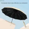 Parapluies 48 os grande entreprise en caoutchouc noir protection solaire parapluie protection UV triple automatique parapluie ensoleillé et pluvieux imperméable