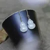 Dangle Earrings Natural Hetian Jade White Gourd S925 Sterling Silver Eardrops Graceful Birthday Gift Accessor