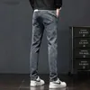 Men's Jeans New style men's straight slim black jeans high quality scratches dark gray pants Korean stylish sexy casual jeans long pants;L240119