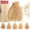 Artes y manualidades personalizado DIY arte de madera rompecabezas oso tema familiar corazón rompecabezas decoraciones de escritorio artesanía estatuilla ornamento regalo para la familia YQ240119