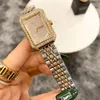 Marca relógio feminino menina cristal retângulo estilo metal banda de aço quartzo relógios de pulso de boa qualidade ch44208i
