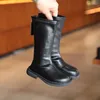 Stiefel Kinder Leder Student Schuhe Kinder Winter Plus Samt Mädchen Hohe Reißverschluss Kleines Mädchen Rutschfeste Prinzessin Lange