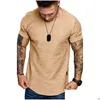 Men'S T-Shirts Curved Hem Hip Hop T-Shirt Men Urban Kpop Extended T Shirt Plain Longline Mens Tees Slim Fit Tshirts Military Bodybuild Dhbdy