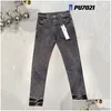 Мужские джинсы Фиолетовые дизайнерские женские джинсовые брюки Died Ripped Biker Jean Slim Fit Мотоциклетная мужская одежда Размер 30-40 Прямая поставка одежды Dh3W8