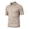 Męskie koszule T-Shirt Polo Obroź Szybkie suszenie wojskowe na świeżym powietrzu swobodne wędrówki z krótkim rękawem