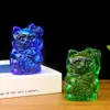 芸術と工芸品Kawaii Maneki Neko Clear Laser Colored Glaze Crystal Glass Japany Lucky Cat Craft Ornamentラッキーフォーチュンマスコットショーケース装飾YQ240119