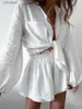 Chemises de chemisiers pour femmes Femmes Spring Summer Bohemian Shorts sets Solid White Free Fit Casual Shirts Tirts Tirts Suit 2 Set Two Piece pour les femmes YQ240119