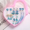 New Children's Without Holes Girl Tassel Fake Earring Gift Box Set Acrylic Drill Ear Clip