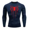 メンズデザイナースウェットシャツのスパイダーパターン汗をかくタイトフィット長スリーブスポーツTシャツメンズトレーニングシャツトップ