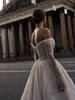 Изящное свадебное платье с открытыми плечами, блестящие блестки и жемчуг, свадебные платья с длинным рукавом, трапециевидное платье De Mariee